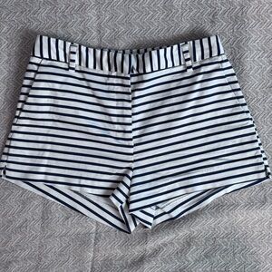 H&M Blue and White High Waist Striped Shorts